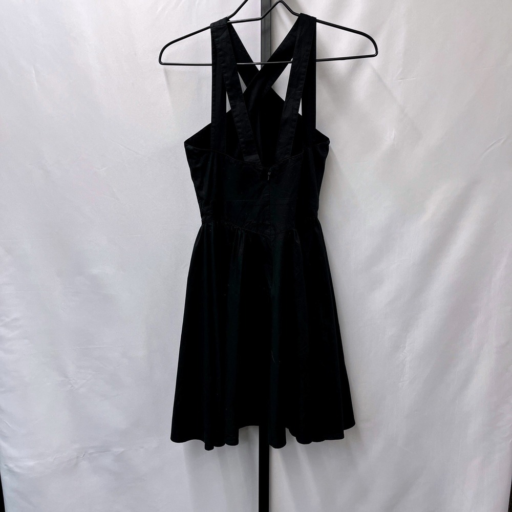 Moda International Halter Dress Black Size 0 Y2K 90s Cotton Fit Flare Mini - Picture 3 of 4